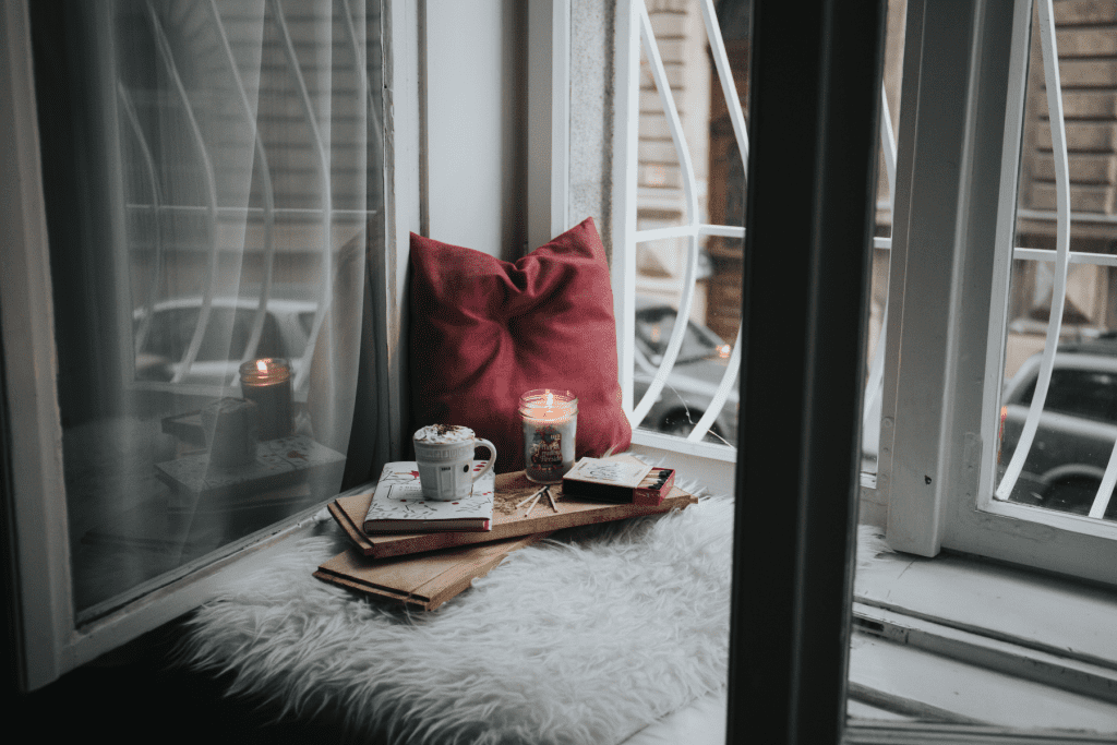 candle and books