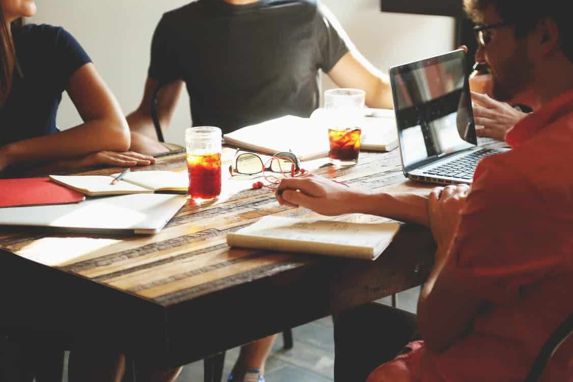 Meeting around a coffee table